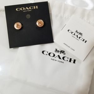 Coach Rose Gold Open Circle Crystal Studs